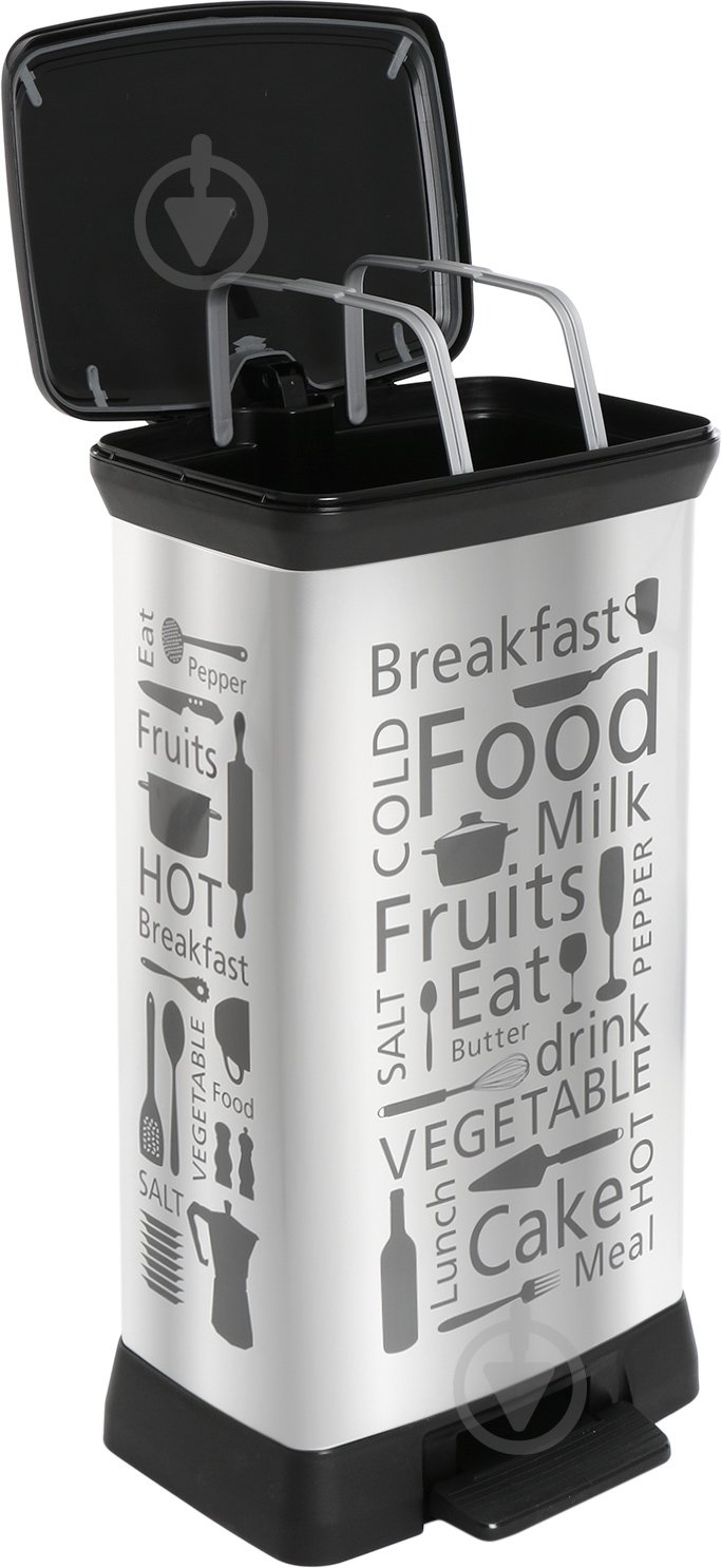 Контейнер для мусора Curver DECO BIN 50 л серебряный 204155 - фото 2