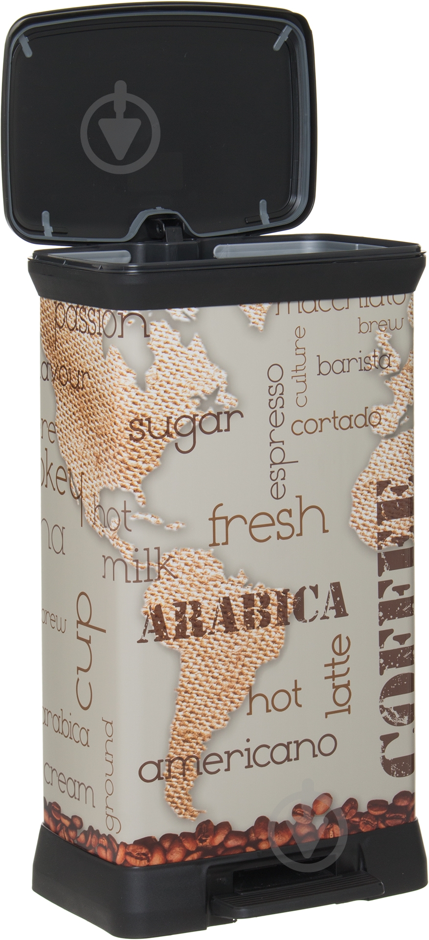 Відро для сміття Curver DECO BIN Coffee 50 л коричневий/з малюнком 213591 - фото 5 Відро для сміття Curver DECO BIN Coffee 50 л коричневий/з малюнком 213591 - фото 5