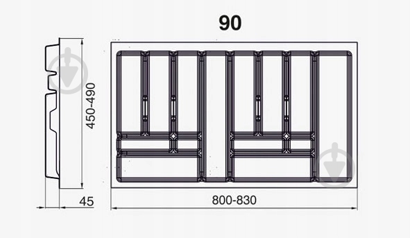 Лоток для столовых приборов Rejs PRO 830x490x45 мм фасад 900 мм пластиковый белый ТЕ13.2669.05.013 - фото 3 Лоток для столовых приборов Rejs PRO 830x490x45 мм фасад 900 мм пластиковый белый ТЕ13.2669.05.013 - фото 3
