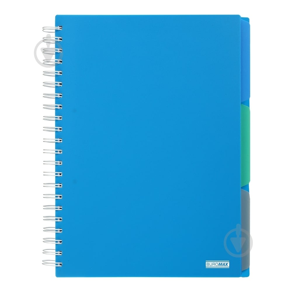 Зошит на пружині Buromax BRIGHT А4 (210x297) 120 арк. клітинка 3 розділювачі синій - фото 1 Зошит на пружині Buromax BRIGHT А4 (210x297) 120 арк. клітинка 3 розділювачі синій - фото 1