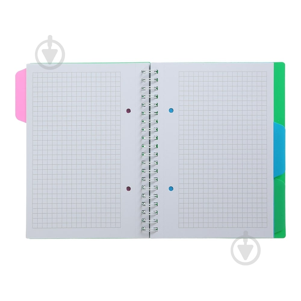 Зошит на пружині Buromax BRIGHT В6 (128x182) 100 арк. клітинка 3 розділювачі зелений BM.24365912-04 - фото 2