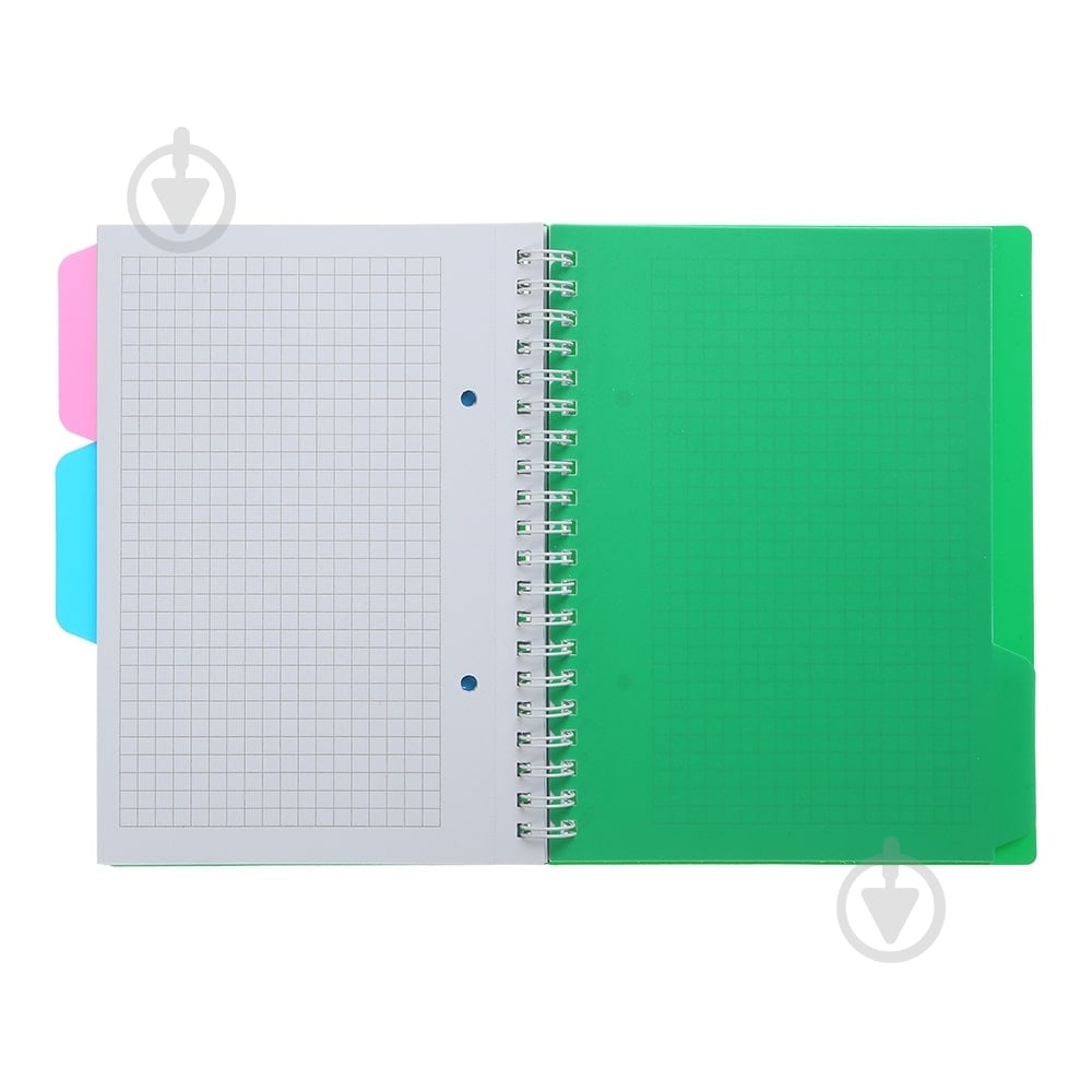 Зошит на пружині Buromax BRIGHT В6 (128x182) 100 арк. клітинка 3 розділювачі зелений BM.24365912-04 - фото 3