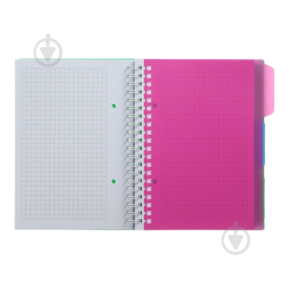 Зошит на пружині Buromax BRIGHT В6 (128x182) 100 арк. клітинка 3 розділювачі зелений BM.24365912-04 - фото 4