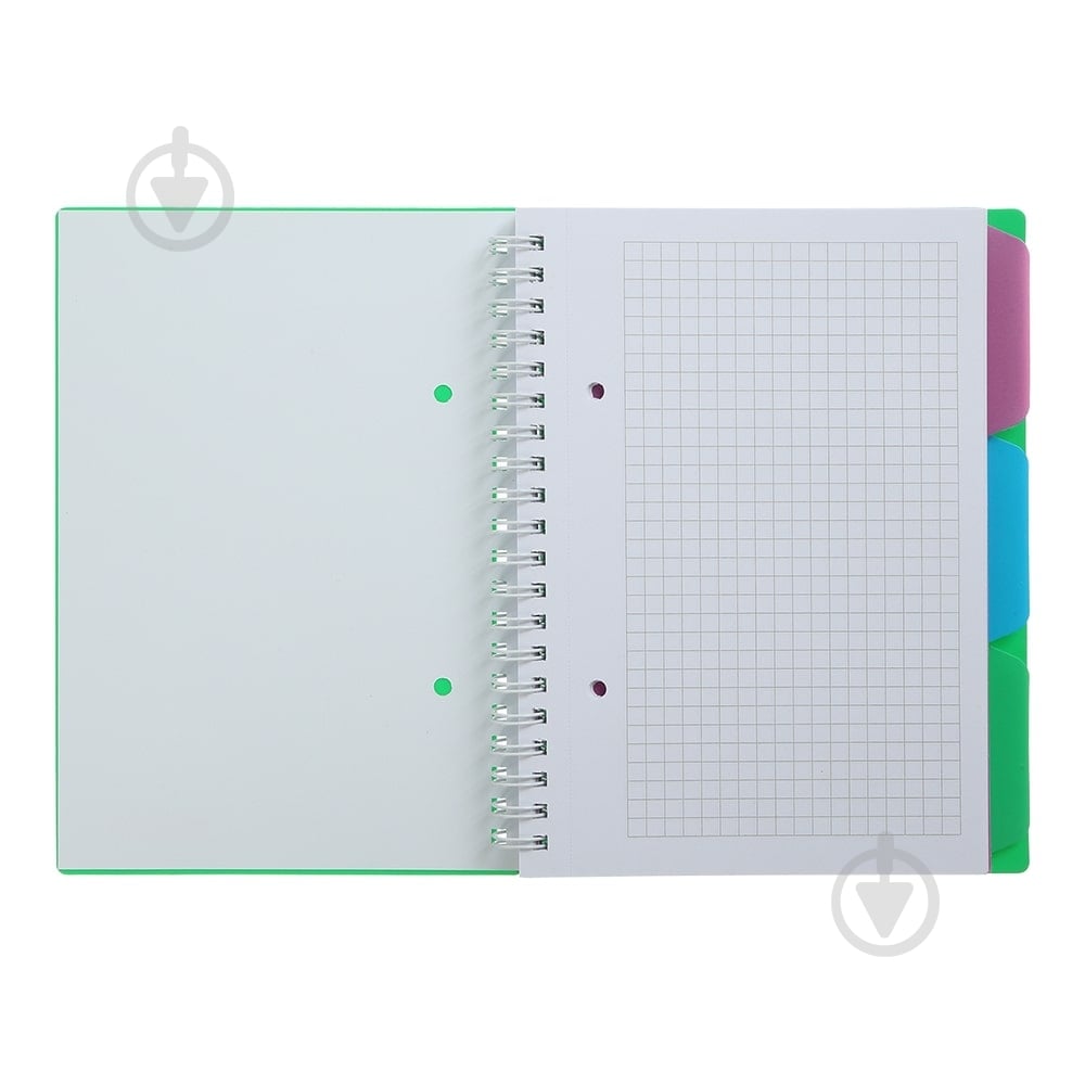 Зошит на пружині Buromax BRIGHT В6 (128x182) 100 арк. клітинка 3 розділювачі зелений BM.24365912-04 - фото 6