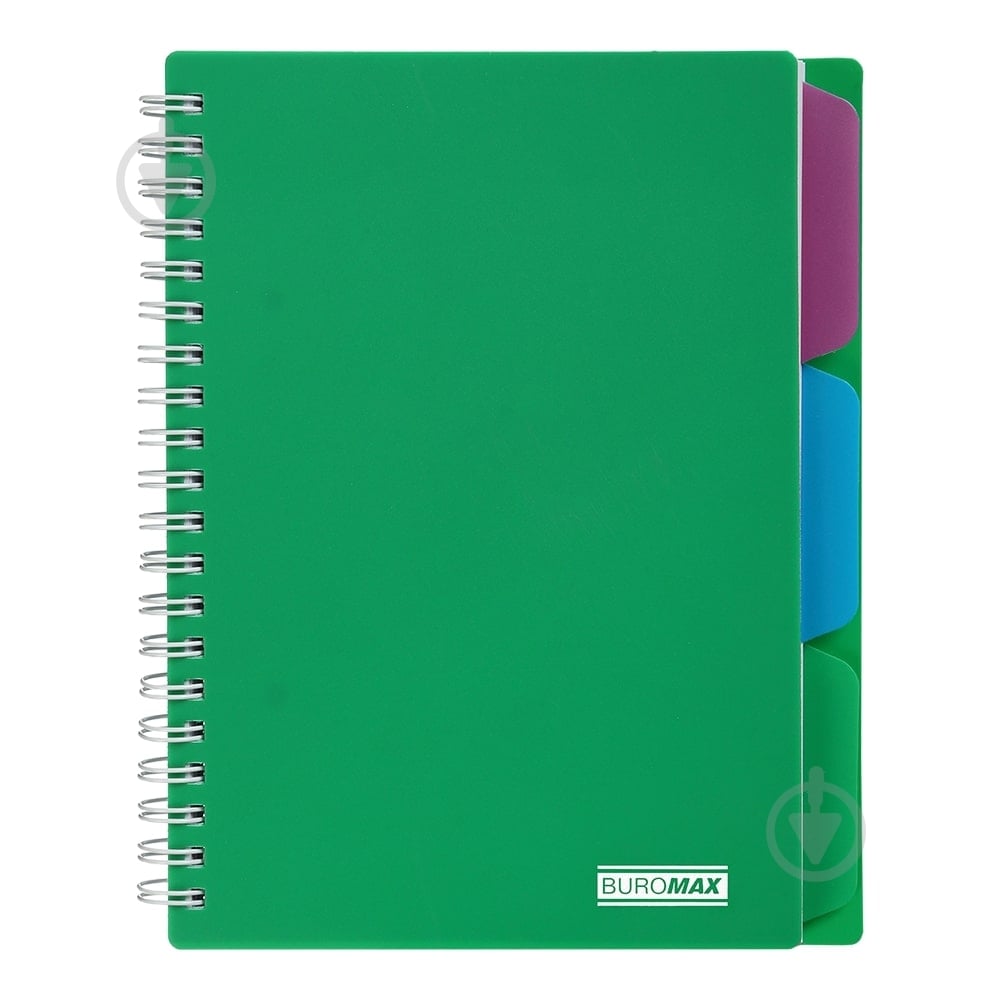Зошит на пружині Buromax BRIGHT В6 (128x182) 100 арк. клітинка 3 розділювачі зелений BM.24365912-04 - фото 1