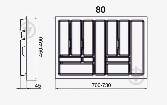 Лоток для столовых приборов Rejs PRO 730x490x45 мм фасад 800 мм пластиковый белый ТЕ13.2668.05.013 - фото 4 Лоток для столовых приборов Rejs PRO 730x490x45 мм фасад 800 мм пластиковый белый ТЕ13.2668.05.013 - фото 4