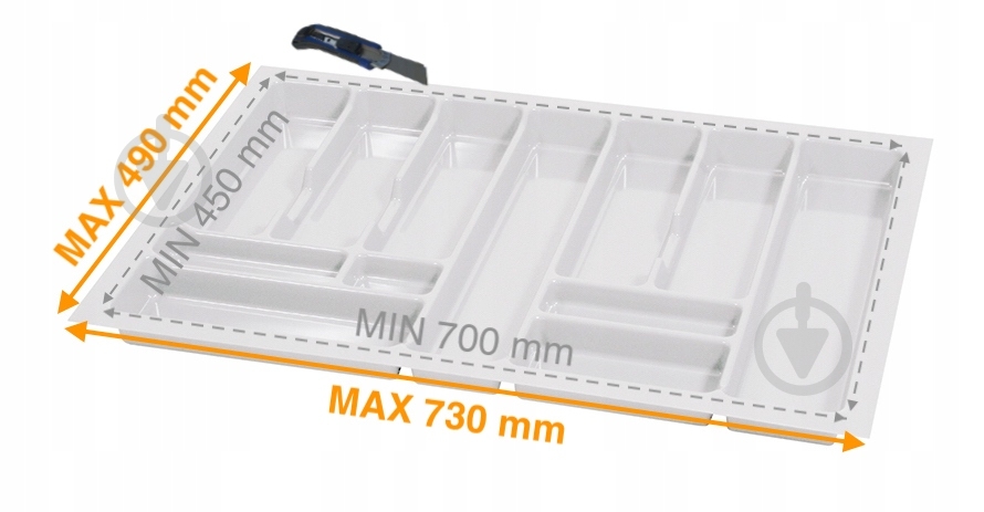 Лоток для столовых приборов Rejs PRO 730x490x45 мм фасад 800 мм пластиковый белый ТЕ13.2668.05.013 - фото 2 Лоток для столовых приборов Rejs PRO 730x490x45 мм фасад 800 мм пластиковый белый ТЕ13.2668.05.013 - фото 2