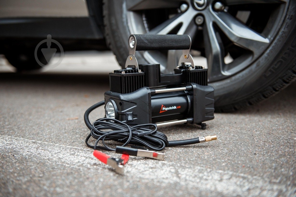 Компресcор автомобильный Poputchik 85 л/мин 10 АТМ с фонарем (13-013-IS) - фото 4 Компресcор автомобильный Poputchik 85 л/мин 10 АТМ с фонарем (13-013-IS) - фото 4