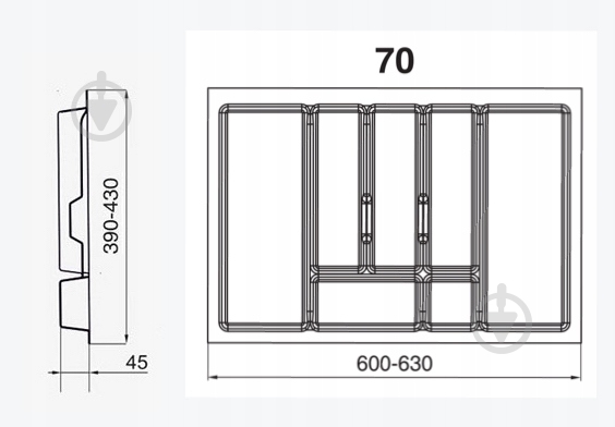 Лоток для столовых приборов Rejs UNI 630x430x45 мм фасад 700 мм пластиковый белый ТЕ13.2558.05.013 - фото 3 Лоток для столовых приборов Rejs UNI 630x430x45 мм фасад 700 мм пластиковый белый ТЕ13.2558.05.013 - фото 3