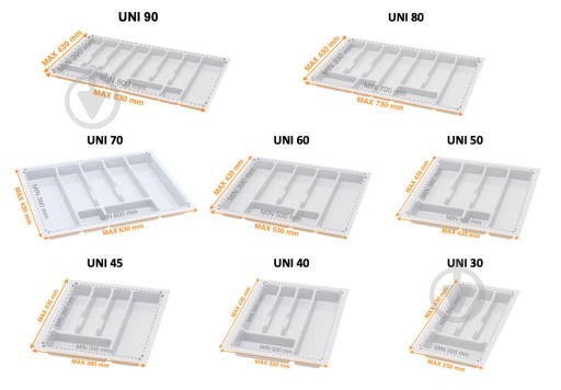 Лоток для столовых приборов Rejs UNI 630x430x45 мм фасад 700 мм пластиковый белый ТЕ13.2558.05.013 - фото 5 Лоток для столовых приборов Rejs UNI 630x430x45 мм фасад 700 мм пластиковый белый ТЕ13.2558.05.013 - фото 5