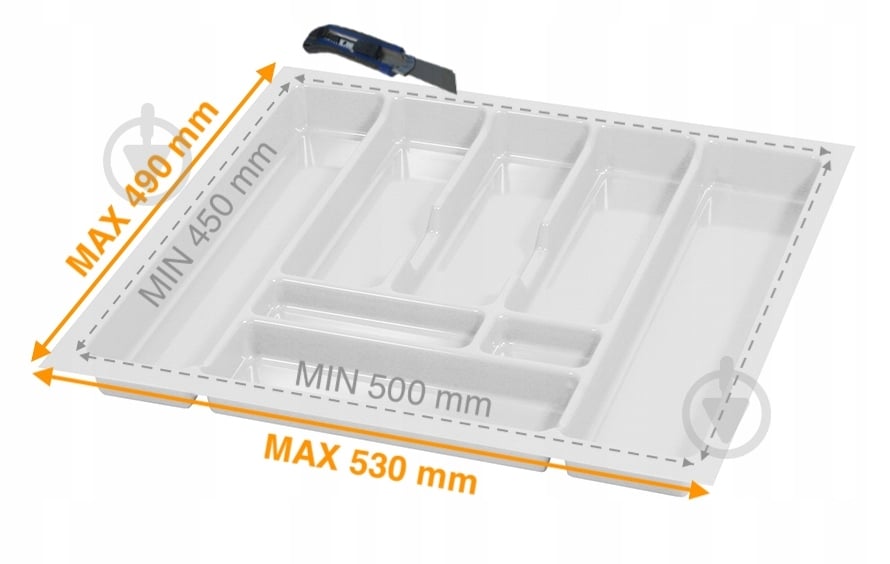 Лоток для столовых приборов Rejs PRO 530x490x45 мм фасад 600 мм пластиковый белыйТЕ13.2667.05.013 - фото 2 Лоток для столовых приборов Rejs PRO 530x490x45 мм фасад 600 мм пластиковый белыйТЕ13.2667.05.013 - фото 2