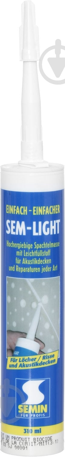 Шпаклевка ремонтная SEMIN Полимерная для заделки трещин SEM LIGHT, 310 мл туба - фото 2 Шпаклевка ремонтная SEMIN Полимерная для заделки трещин SEM LIGHT, 310 мл туба - фото 2