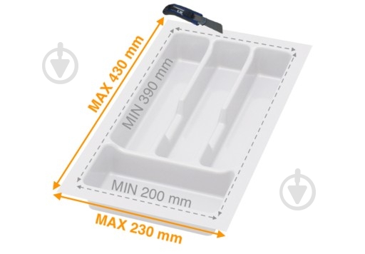 Лоток для столовых приборов Rejs UNI 230x430x45 мм фасад 300 мм пластиковый белый ТЕ13.2501.05.013 - фото 2 Лоток для столовых приборов Rejs UNI 230x430x45 мм фасад 300 мм пластиковый белый ТЕ13.2501.05.013 - фото 2