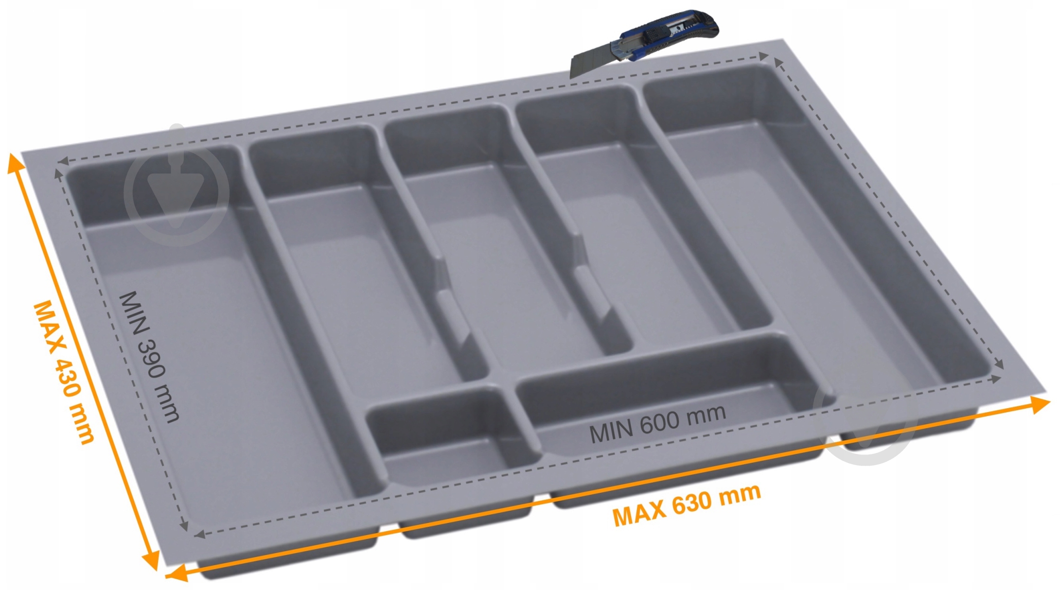 Лоток для столовых приборов Rejs UNI 630x430x45 мм фасад 700 мм пластиковый серый ТЕ13.2558.05.036 - фото 2 Лоток для столовых приборов Rejs UNI 630x430x45 мм фасад 700 мм пластиковый серый ТЕ13.2558.05.036 - фото 2