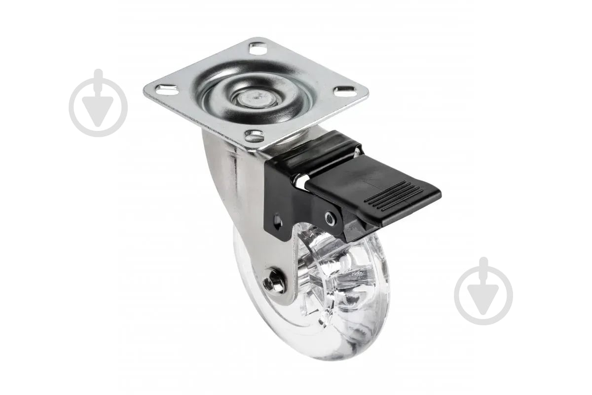 Ролик мебельный GTV Brazylia d75 мм h-96 мм повортный с стопором прозрачный (колесо для мебели) KM-RD-75-CF - фото 1 Ролик мебельный GTV Brazylia d75 мм h-96 мм повортный с стопором прозрачный (колесо для мебели) KM-RD-75-CF - фото 1