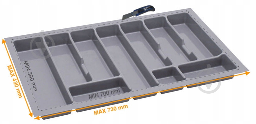 Лоток для столовых приборов Rejs UNI 730x430x45 мм фасад 800 мм пластиковый серый ТЕ13.2505.05.036 - фото 2 Лоток для столовых приборов Rejs UNI 730x430x45 мм фасад 800 мм пластиковый серый ТЕ13.2505.05.036 - фото 2