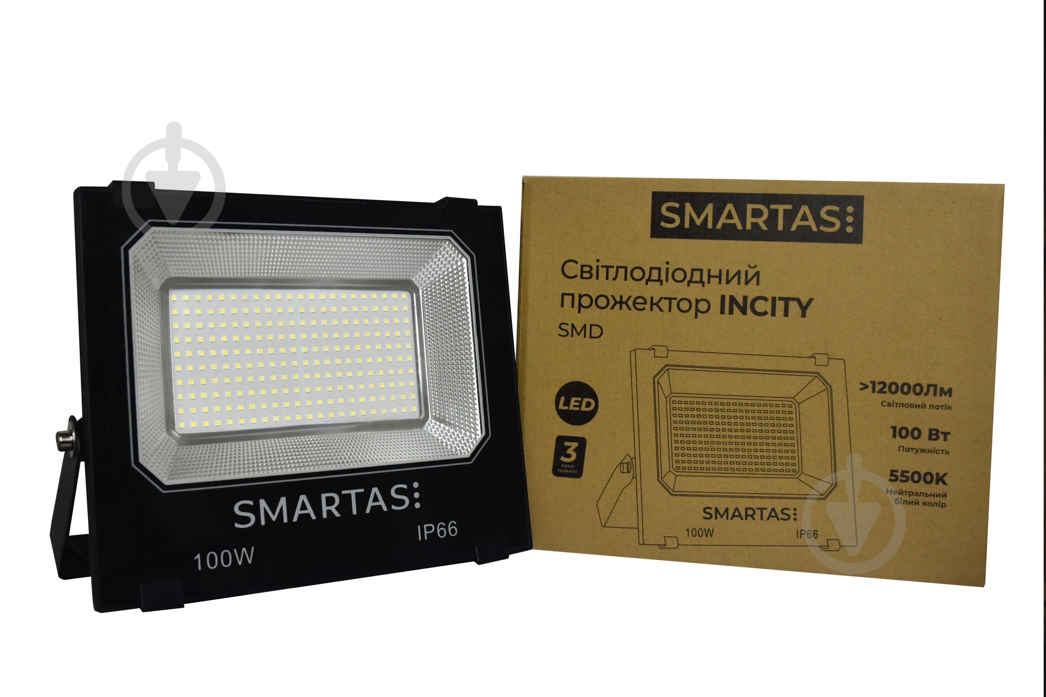 Прожектор светодиодный Smartas Incity 100 Вт IP66 черный IY3-320100W-255-19F1 - фото 3 Прожектор светодиодный Smartas Incity 100 Вт IP66 черный IY3-320100W-255-19F1 - фото 3