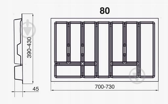 Лоток для столовых приборов Rejs UNI 730x430x45 мм фасад 800 мм пластиковый белый ТЕ13.2505.05.013 - фото 3 Лоток для столовых приборов Rejs UNI 730x430x45 мм фасад 800 мм пластиковый белый ТЕ13.2505.05.013 - фото 3