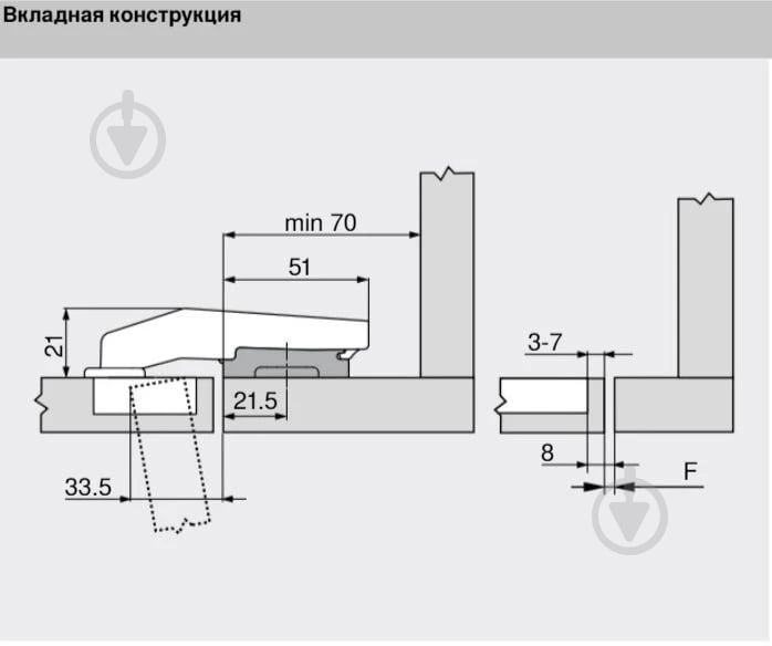 Петля внутренняя Blum 95° CLIP top BLUMOTION под фальшпанель з доводчиком 79B9550 - фото 3