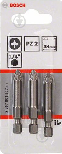 Набор бит Bosch Extra Hard 49 мм PZ2 3 шт. 2607001577 - фото 3 Набор бит Bosch Extra Hard 49 мм PZ2 3 шт. 2607001577 - фото 3