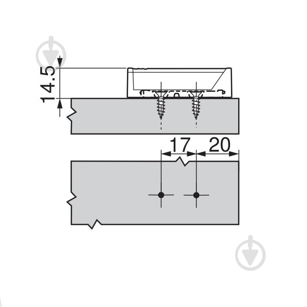 Держатель выталкивателя Blum TIP-ON 50 мм с магнитом чёрный (карбон) симметричный короткий фиксатор 956.1201.TS - фото 3