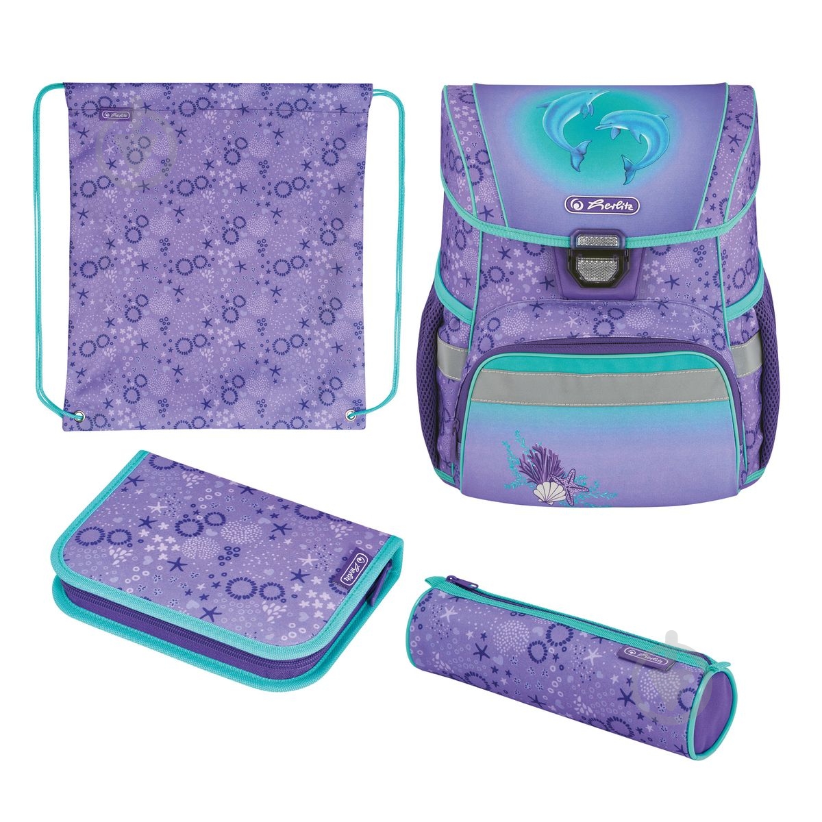 Ранец школьный Herlitz укомплектованный Loop Plus Dolphins Дельфины (50032457) - фото 1 Ранец школьный Herlitz укомплектованный Loop Plus Dolphins Дельфины (50032457) - фото 1