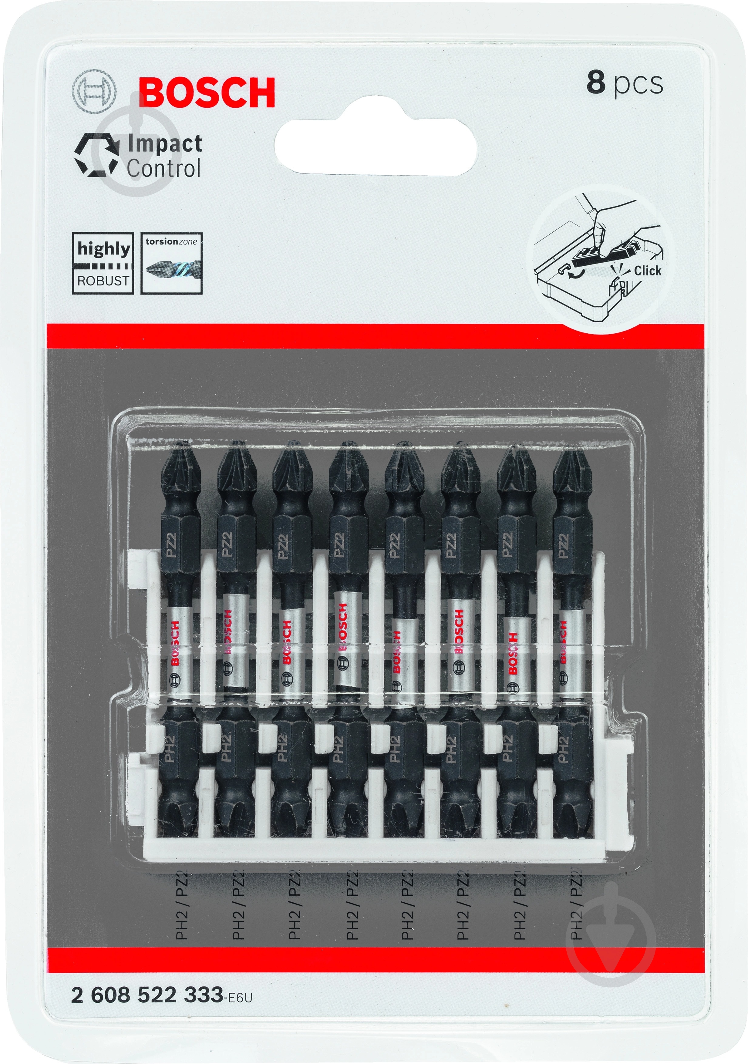 Набор бит Bosch Impact Control 65 мм PH2/PZ2 8 шт. 2608522333 - фото 2