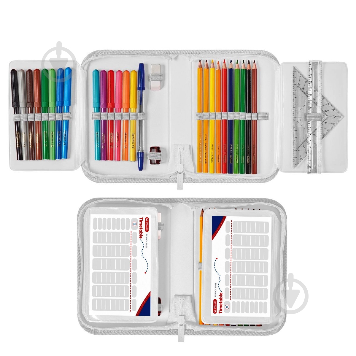 Пенал 31 предмет Dolphins 50032952 Herlitz голубой с рисунком - фото 2