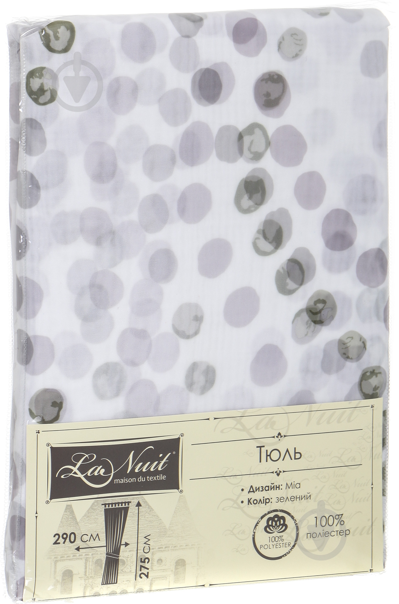 Тюль Mia 290х275 см белый с зеленым La Nuit - фото 3