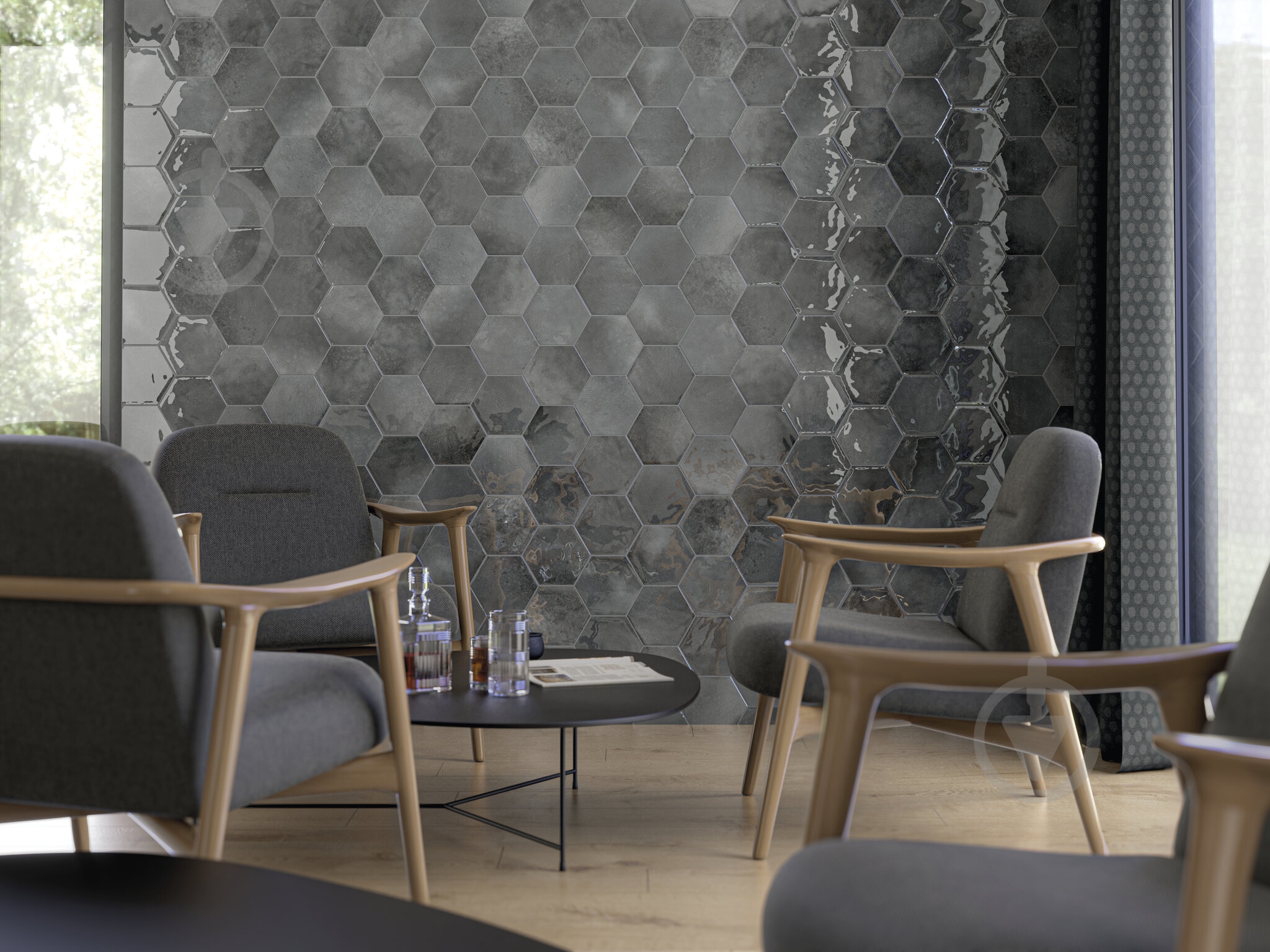 Плитка Cifre Moon Hexagon Grey Brillo 16x18 см - фото 3