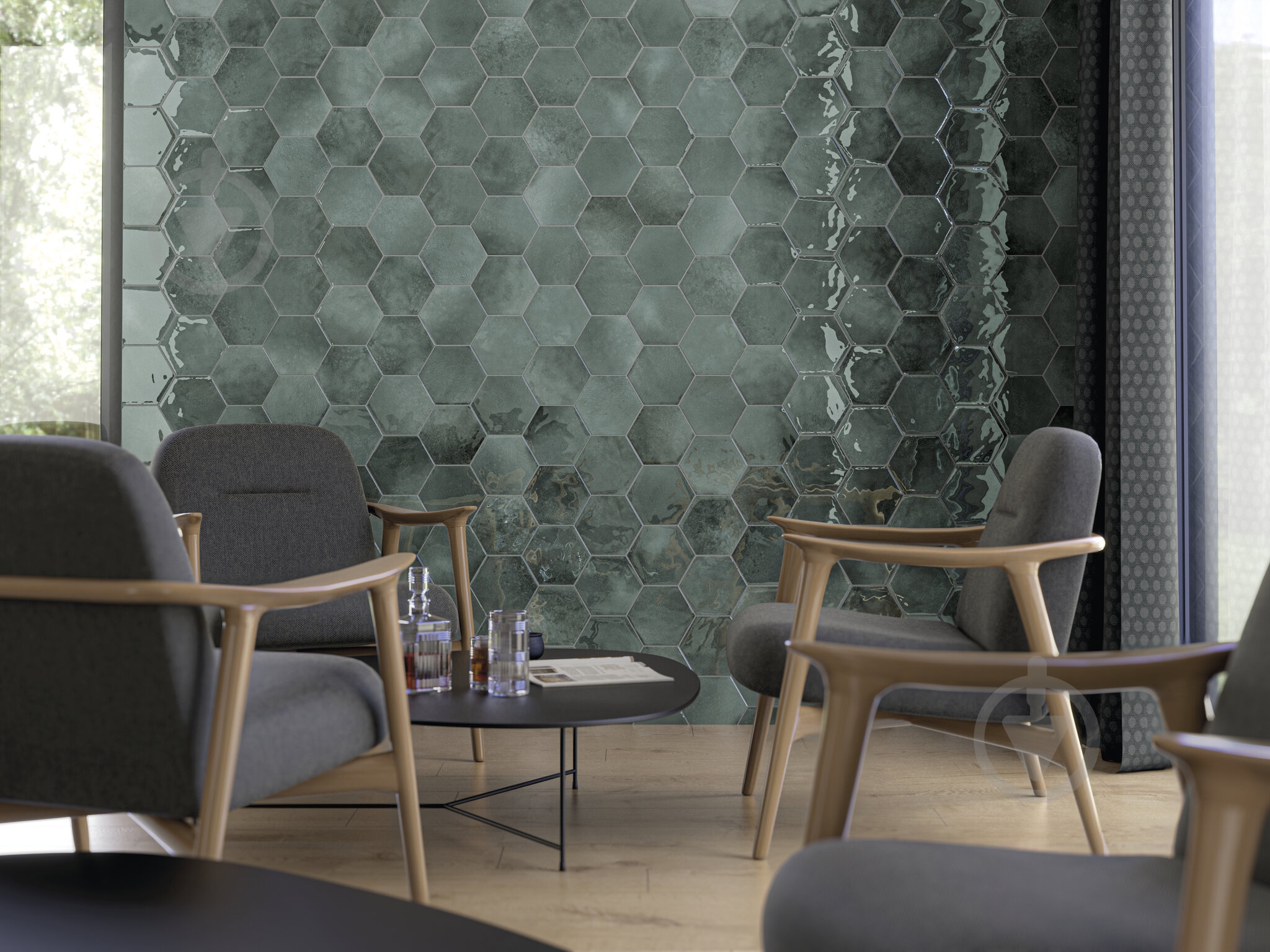 Плитка Cifre Moon Hexagon Green Brillo 16x18 см - фото 3