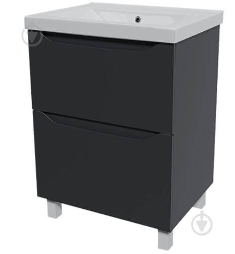 Тумба подвесная Сансервіс «Севилья-60» с умывальником «SAVA-60» матовый антрацит - фото 1