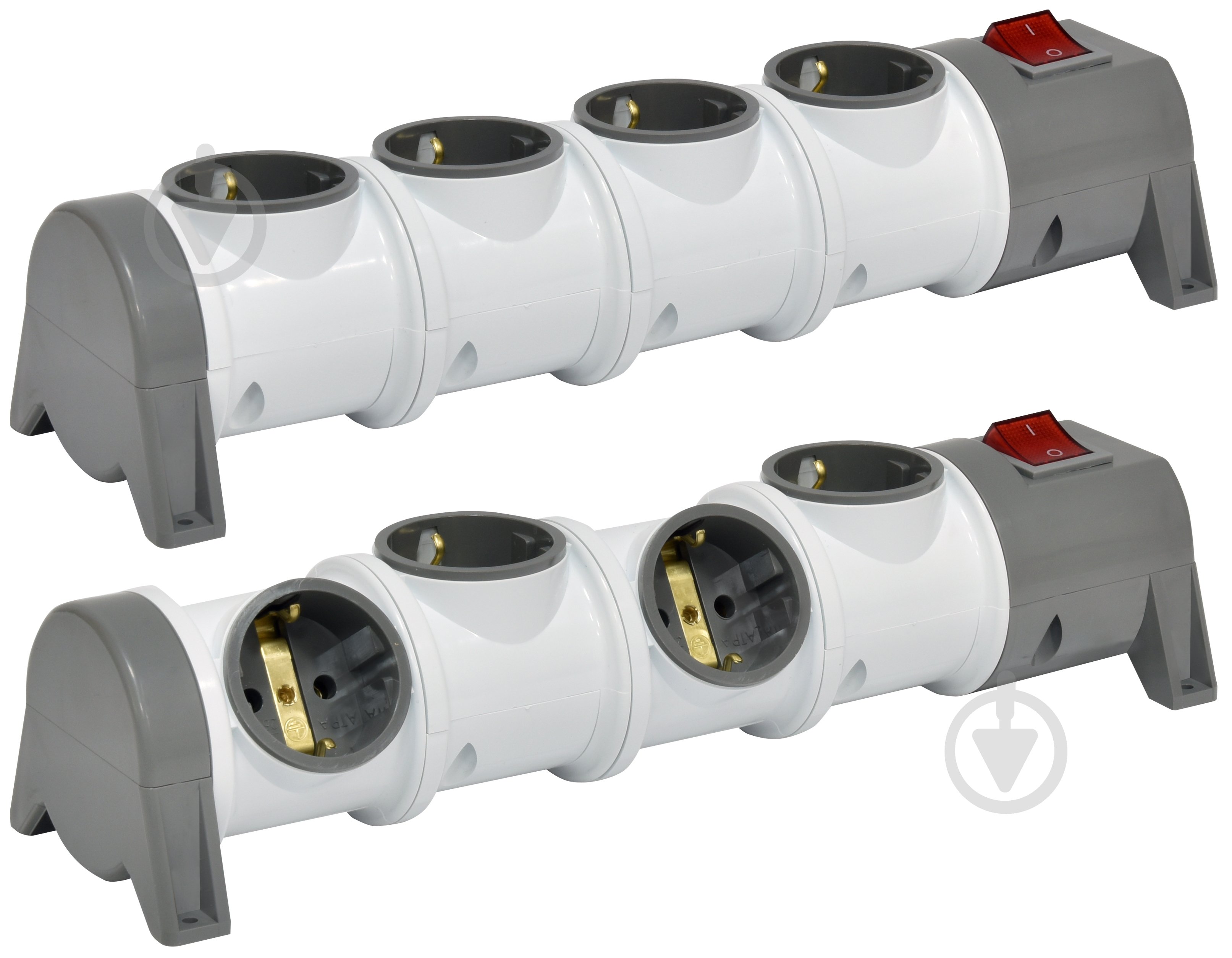 Колодка ETI EC4-EMP із заземленням 4 гн. з вимикачем білий 4481026 - фото 1