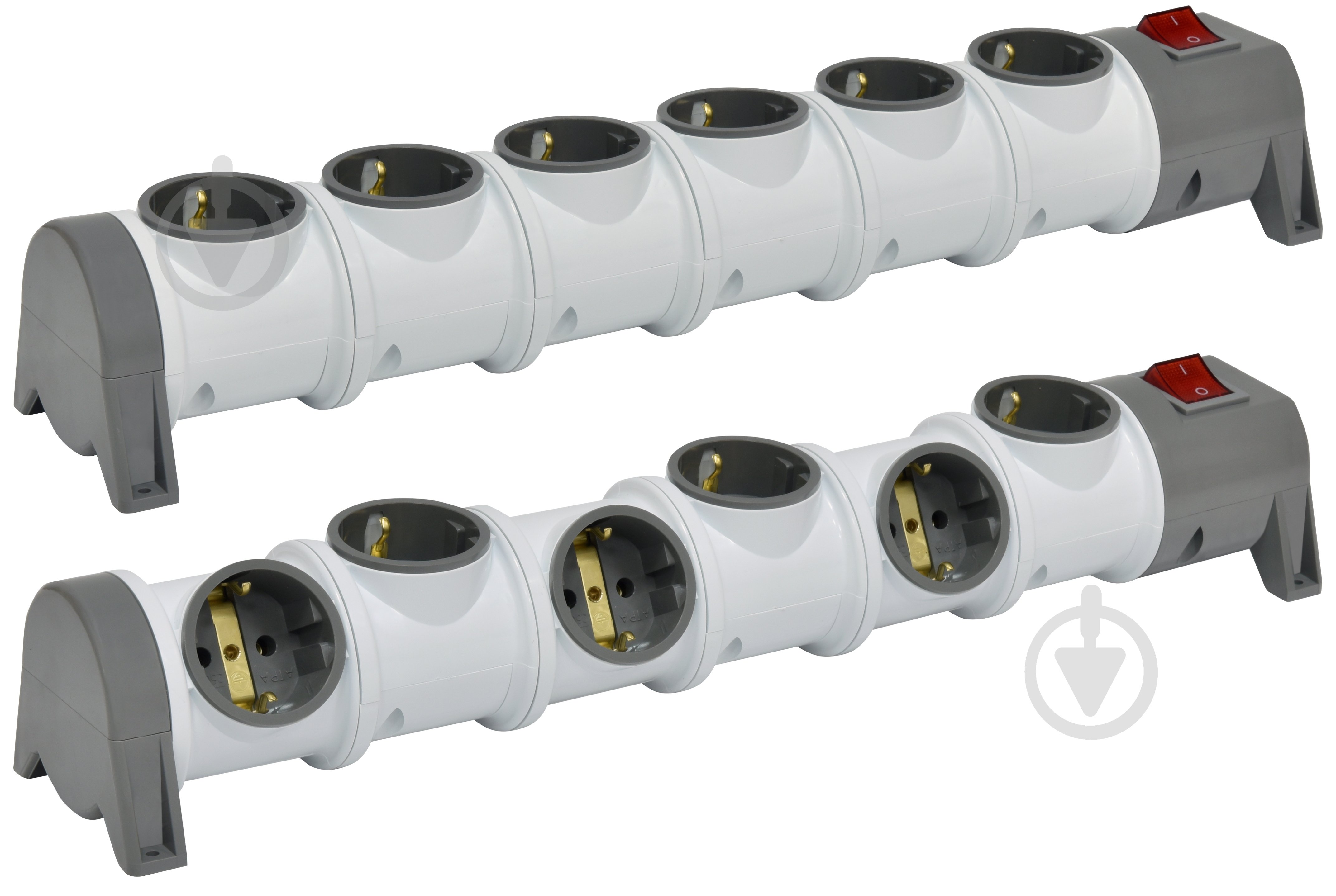 Колодка ETI EC6-EMP із заземленням 6 гн. з вимикачем білий 4481028 - фото 1