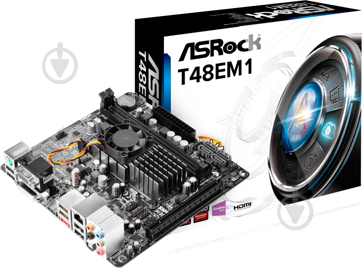 Материнская плата ASRock T48EM1 (Integrated CPU, AMD A50M, mini ITX) - фото 1