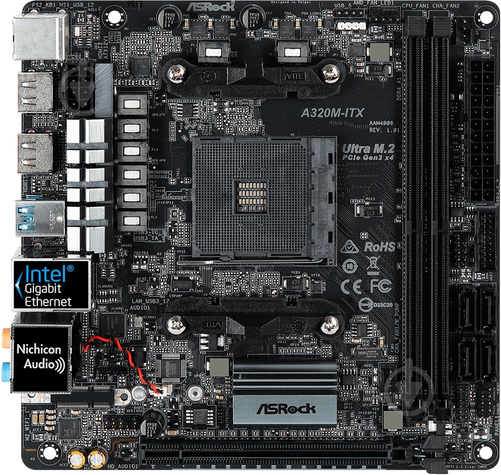 Материнская плата ASRock A320M-ITX (Socket AM4, AMD A320, mini ITX) - фото 2