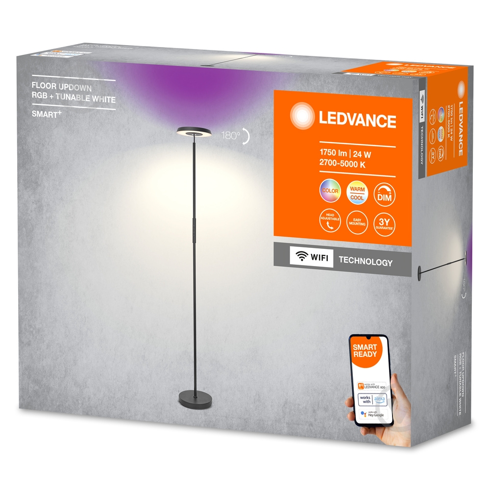 Торшер Ledvance FLOOR UPDOWN SMART Wi-Fi 24 Вт черный - фото 2