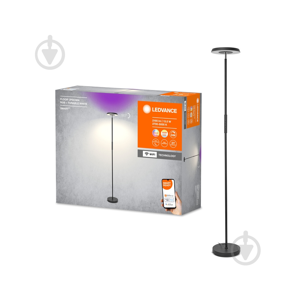 Торшер Ledvance FLOOR UPDOWN SMART Wi-Fi 24 Вт черный - фото 1