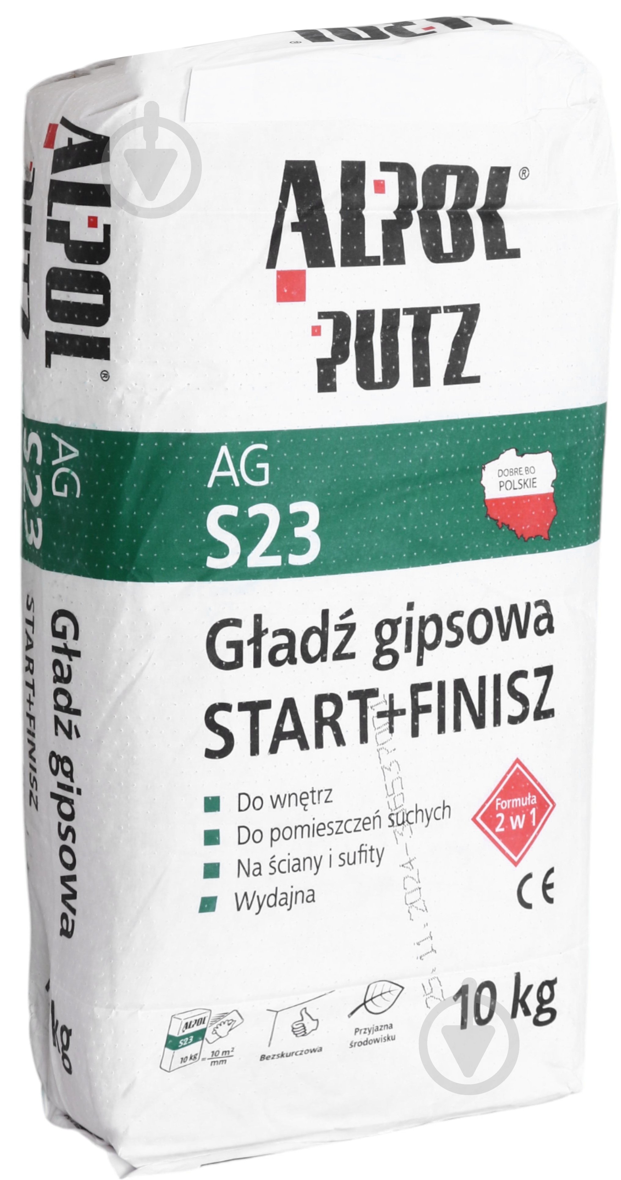 Шпаклівка Alpol гіпсова старт+фініш 2 в 1 Putz AG S23 10кг - фото 2