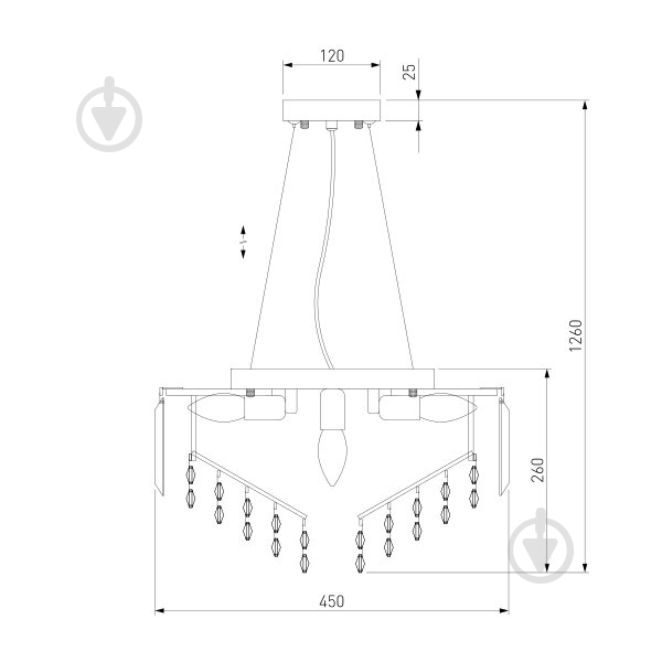 Люстра подвесная Strotskis Torreta 5x60 Вт E14 хром 10105/5 (хром) - фото 9