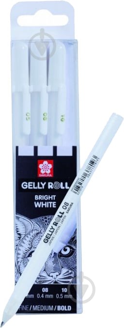 Набор ручек гелевых Sakura Basic White 3 размера (0,5-0,8-1,0) - фото 1