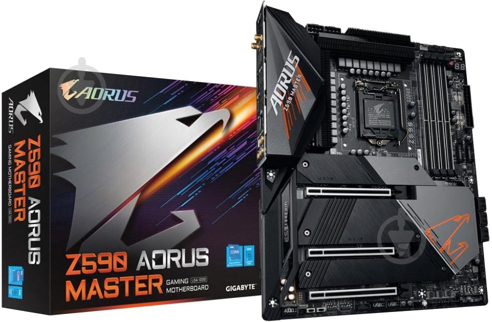 Материнська плата Gigabyte Z590 AORUS MASTER (Socket 1200, ATX) - фото 1 Материнська плата Gigabyte Z590 AORUS MASTER (Socket 1200, ATX) - фото 1