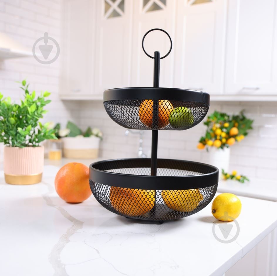 Кошик для фруктів Flamberg Premium подвійний Fernie 46х29,5 см чорний металевий - фото 9 Кошик для фруктів Flamberg Premium подвійний Fernie 46х29,5 см чорний металевий - фото 9