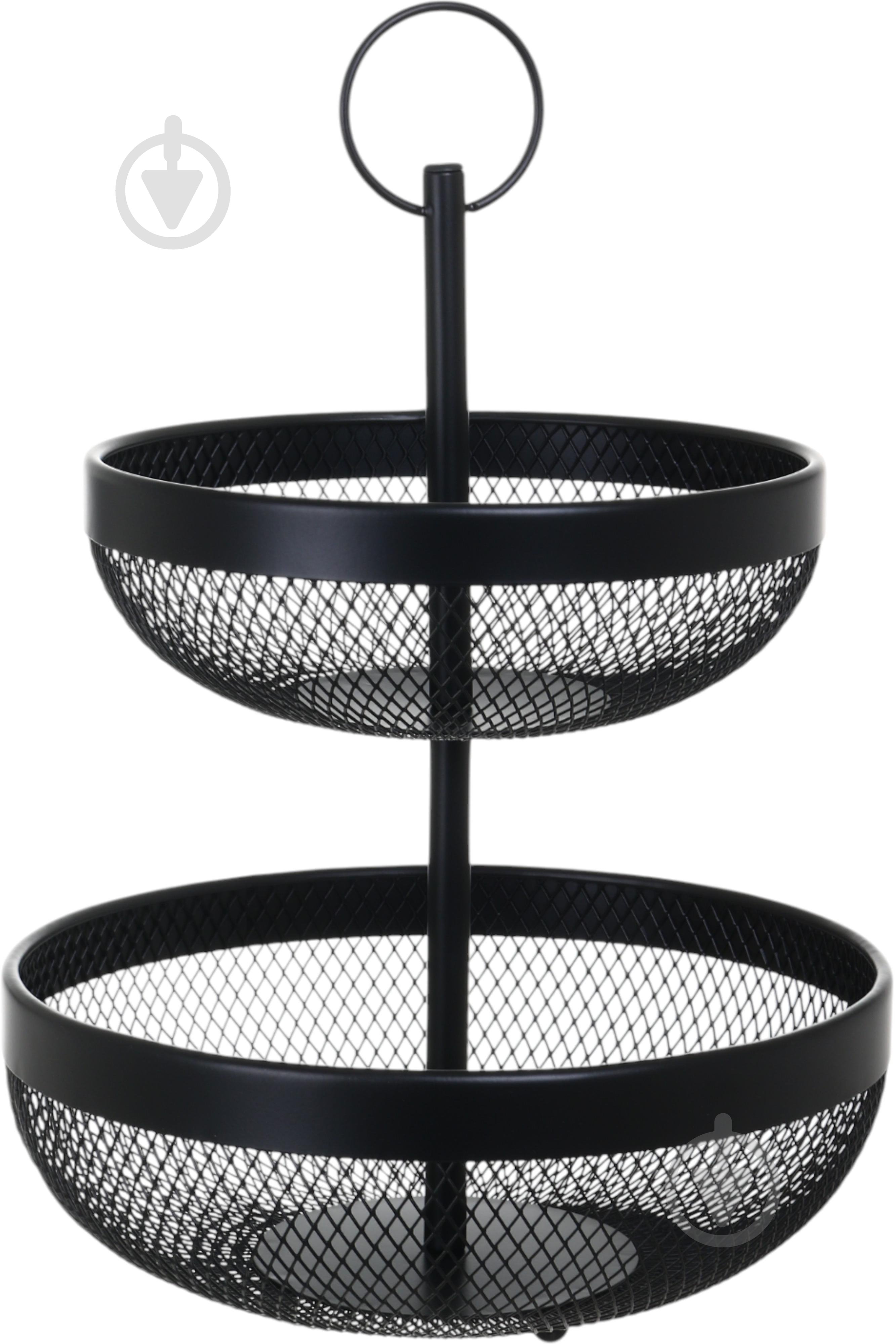 Кошик для фруктів Flamberg Premium подвійний Fernie 46х29,5 см чорний металевий - фото 1 Кошик для фруктів Flamberg Premium подвійний Fernie 46х29,5 см чорний металевий - фото 1