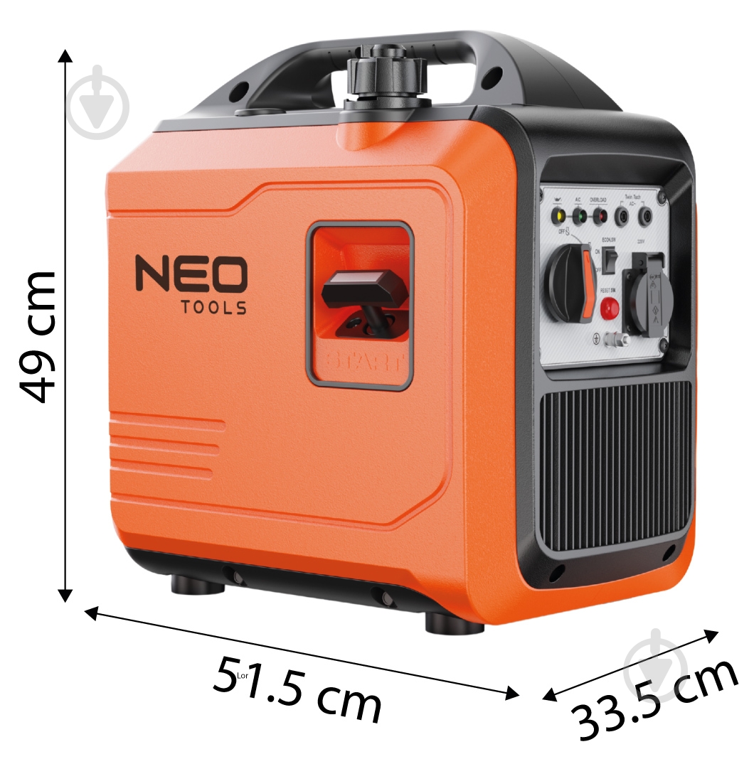 Генератор инверторный NEO tools 1,8 кВт / 2 кВт 04-733 - фото 12