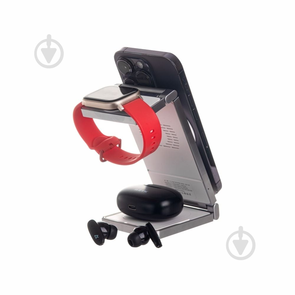 Беспроводное зарядное устройство TheGeneral 3 в 1 VivaCharge 15W Fast Charger белое - фото 5