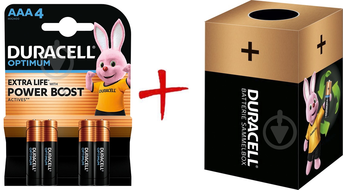 Батарейки щелочные Duracell Optimum AAA (мизинчиковые) 4 шт. (+ Еко-бокс Duracell) - фото 1