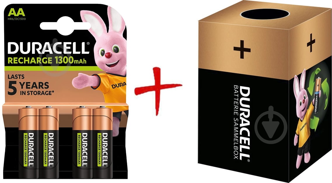 Аккумуляторы Duracell 1300 mAh 1/2AA 4 шт. (+ Еко-бокс Duracell) - фото 1
