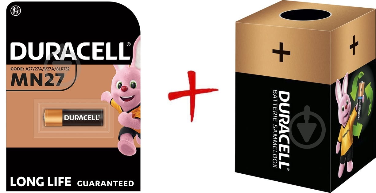 Батарейка щелочная Duracell специализированная A27/27A/V27A/8LR732 MN27 1 шт. (+ Еко-бокс Duracell) - фото 1