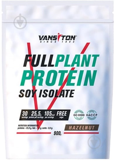 Протеин Vansiton соевый Plant protein Лесной орех 900 г - фото 1
